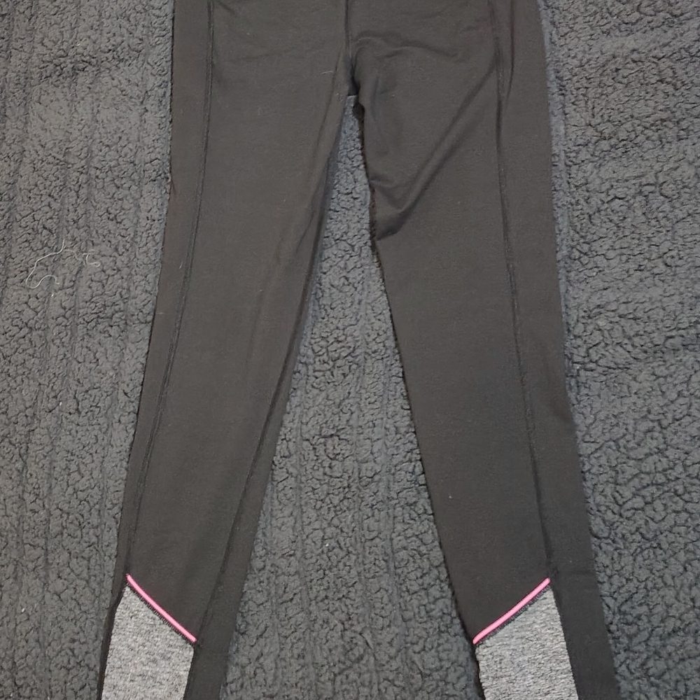 Victoria's Secret Black Leggings with Pink Trim and Gray Cuffs
